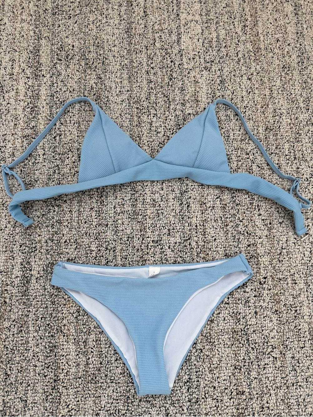 SHEIN Light Blue Ribbed Triangle Bikini Set